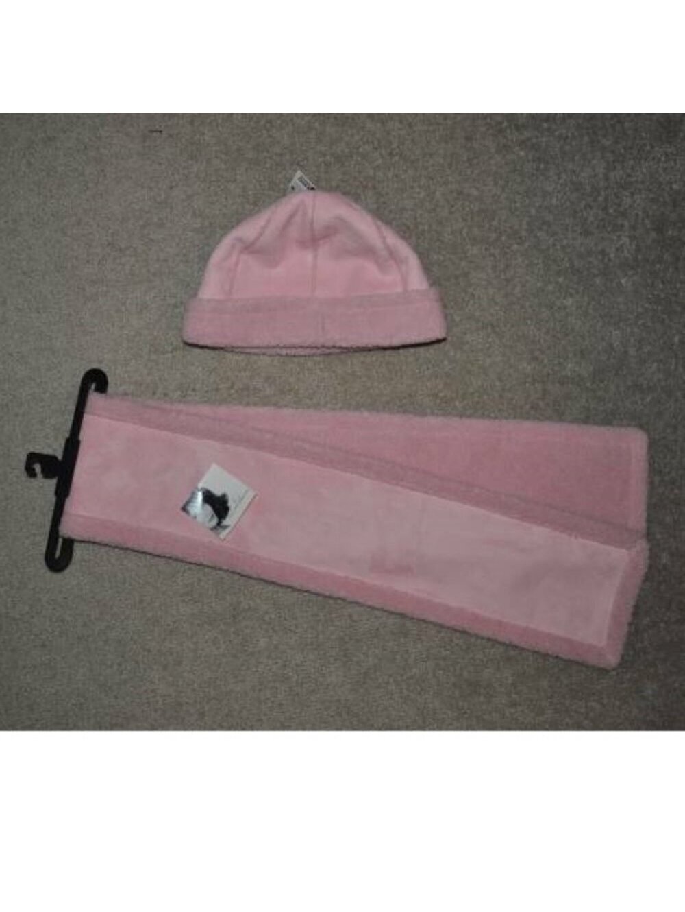 Womens Hat & Scarf Set Jaclyn Smith Faux Suede & Fur Pink One Size Winter 2 Pc